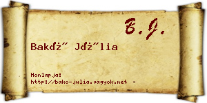 Bakó Júlia névjegykártya